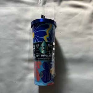 TAL Ivy Tumbler with Straw - Blue and Yellow Floral
